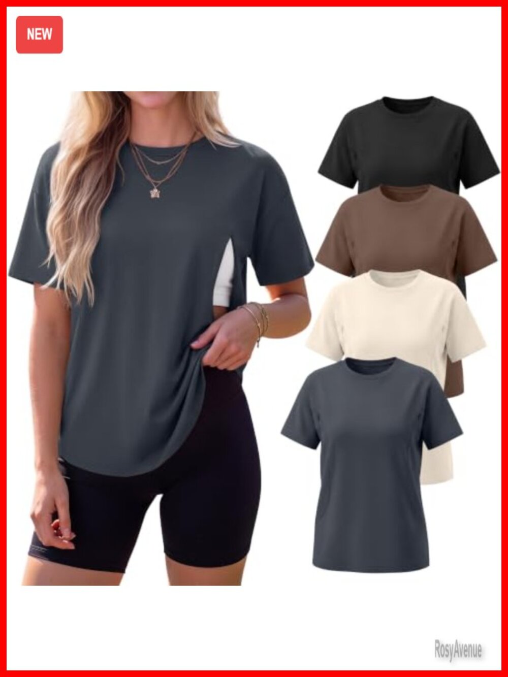 4 Pack Nursing Breastfeeding Tops Hidden Zipper Short Sleeve Loose Fit